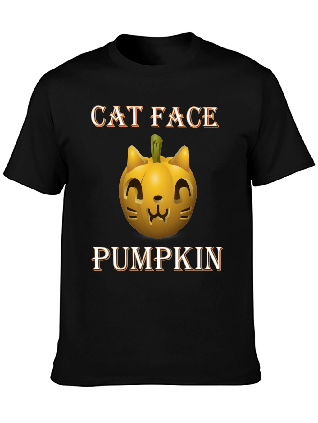 Cat Face Pumpkin Halloween T-Shirt