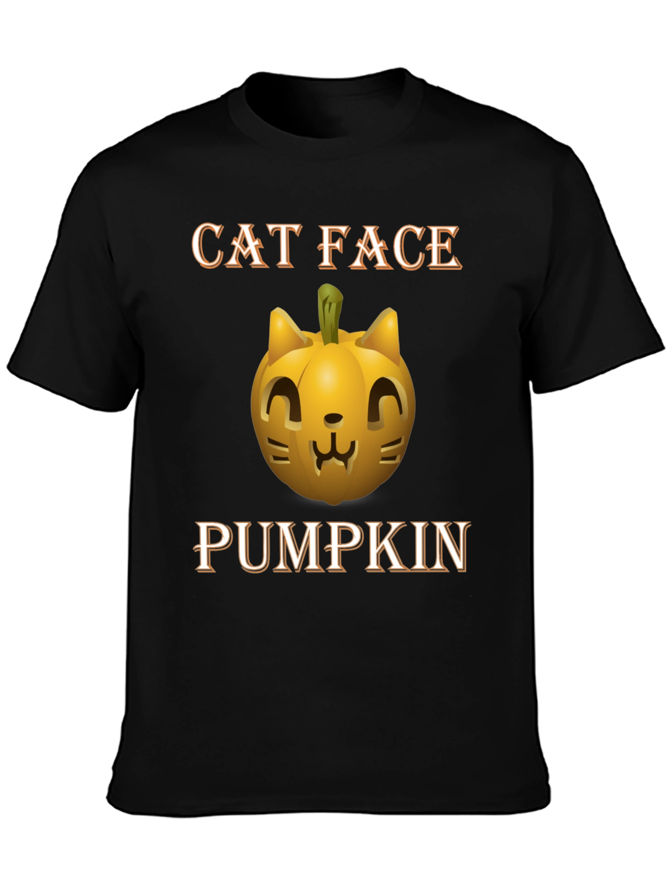Cat Face Pumpkin Halloween T-Shirt