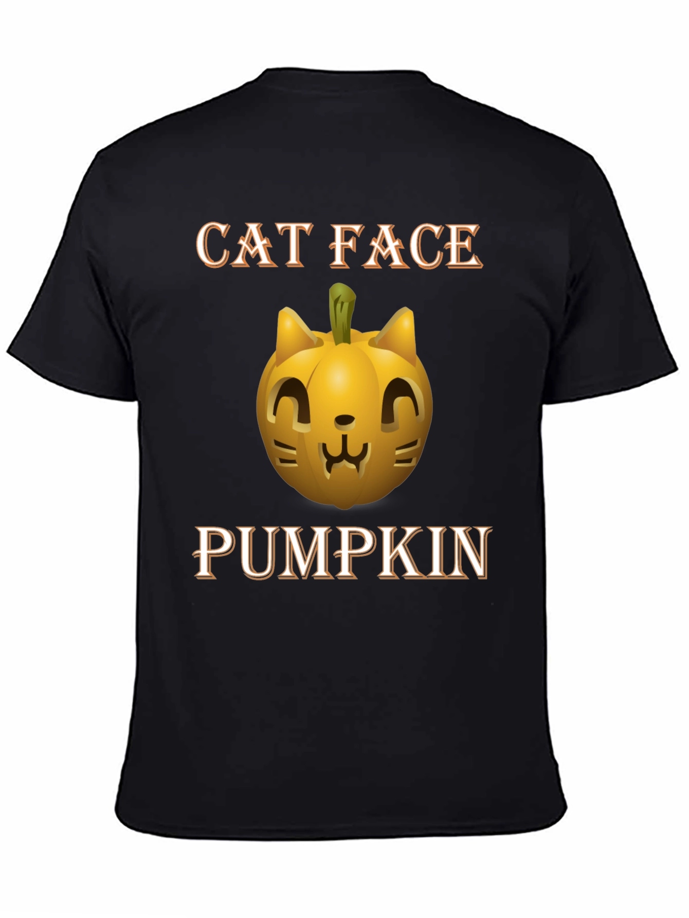 Cat Face Pumpkin Halloween T-Shirt