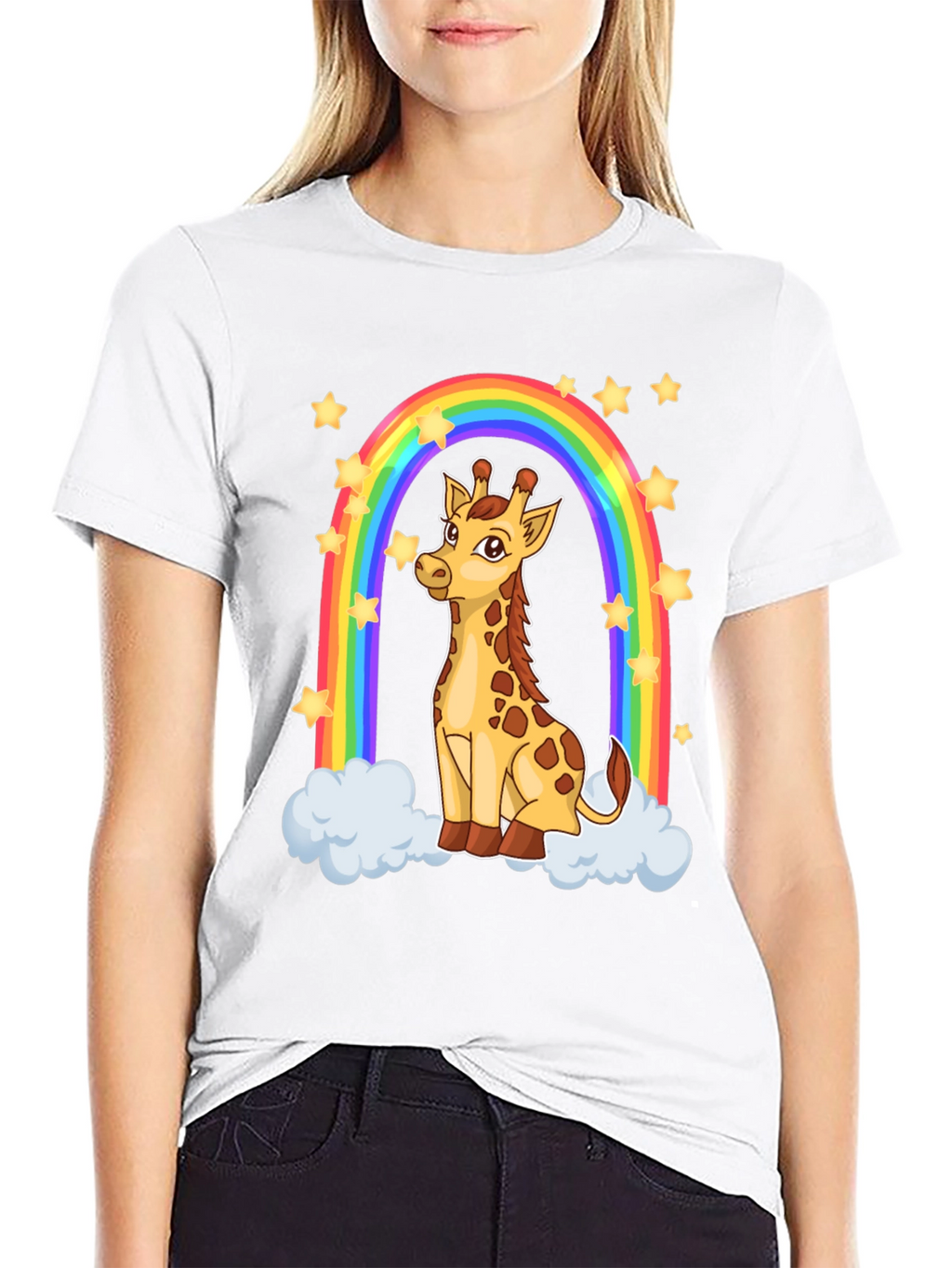 Giraffe Rainbow Graphic T-Shirt