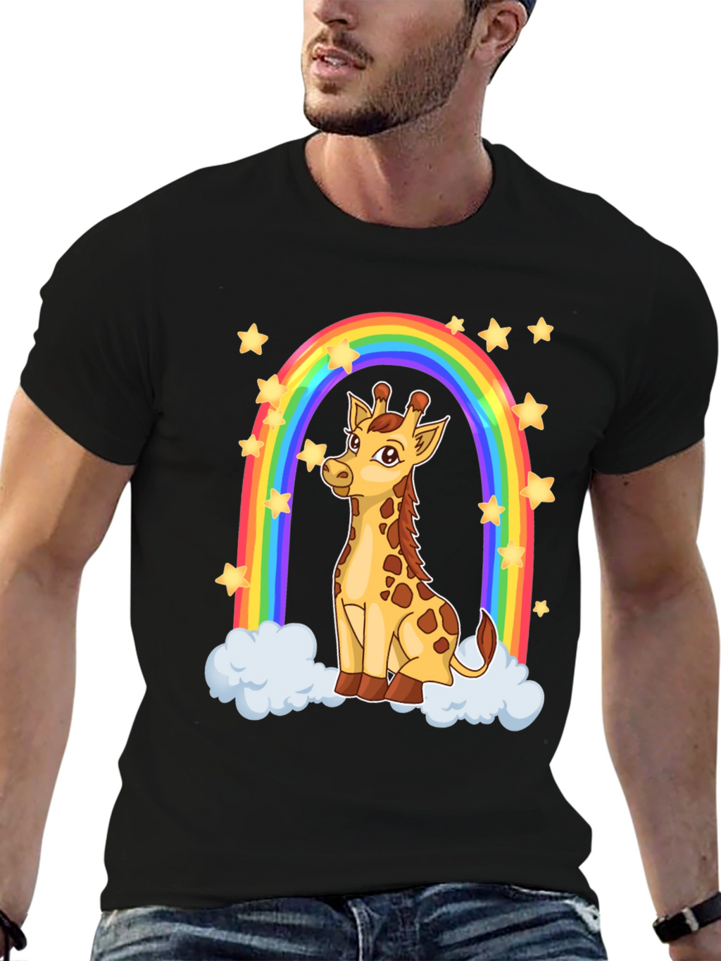 Giraffe Rainbow Graphic T-Shirt