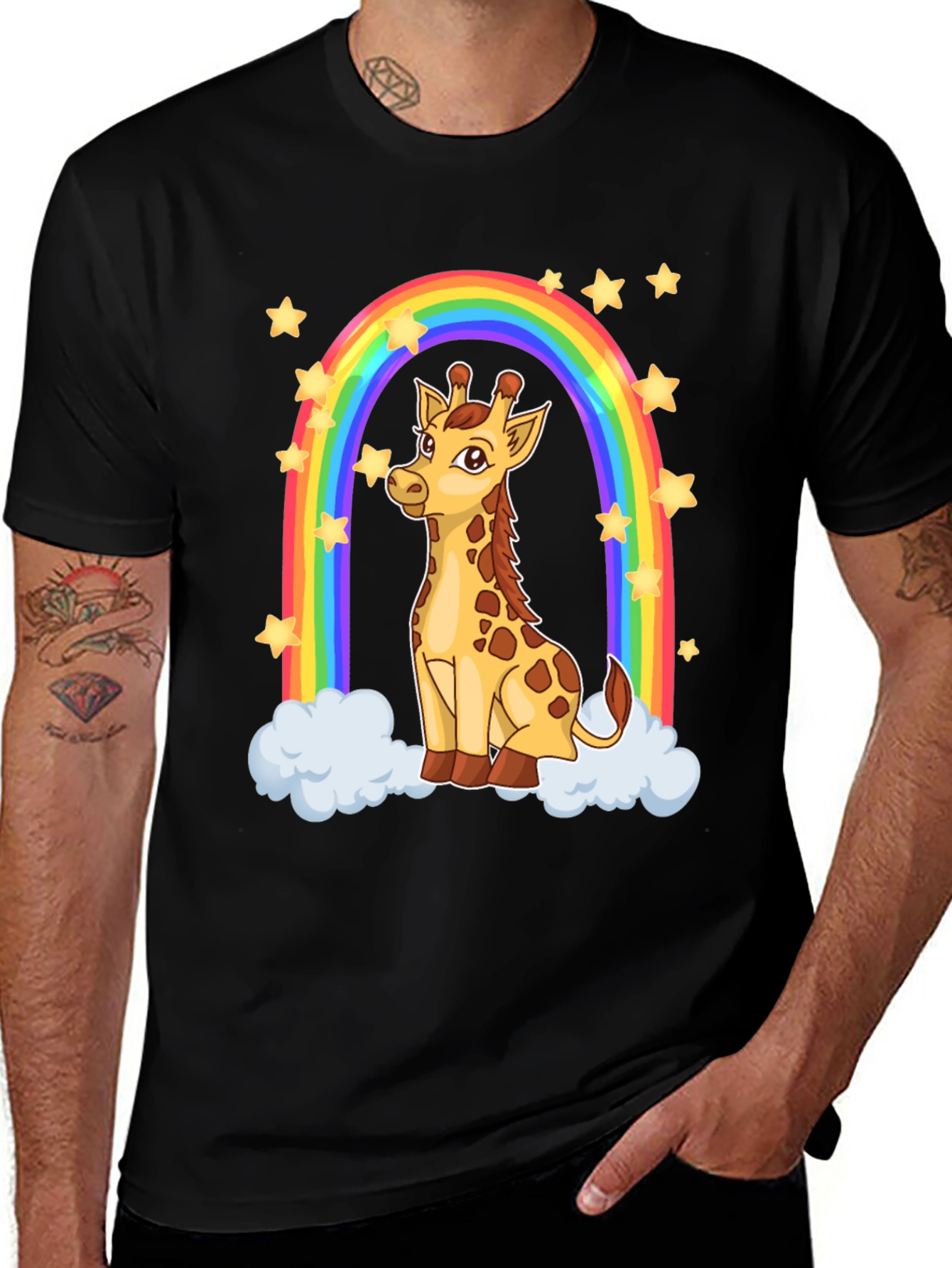 Giraffe Rainbow Graphic T-Shirt