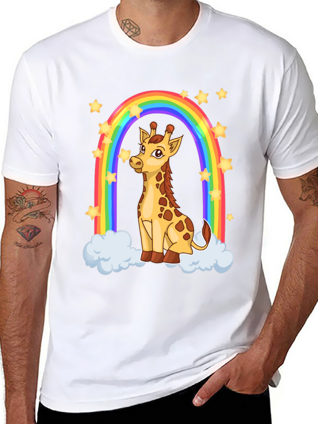 Giraffe Rainbow Graphic T-Shirt