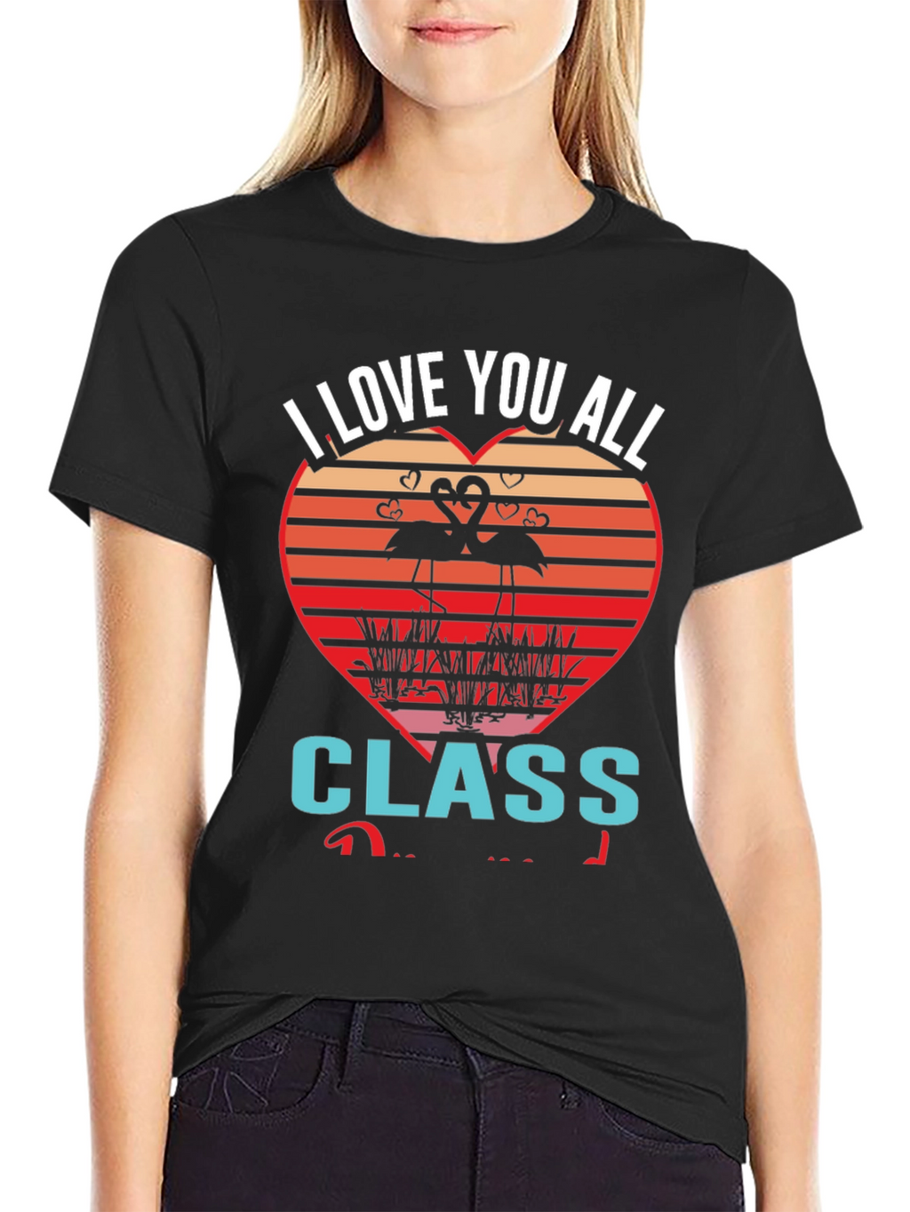 I Love You All Class Flamingo Graphic Tee