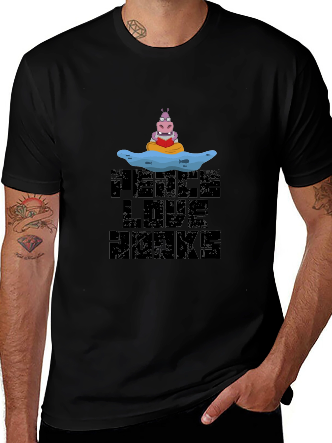 Peace Love Hawks Black Graphic Tee