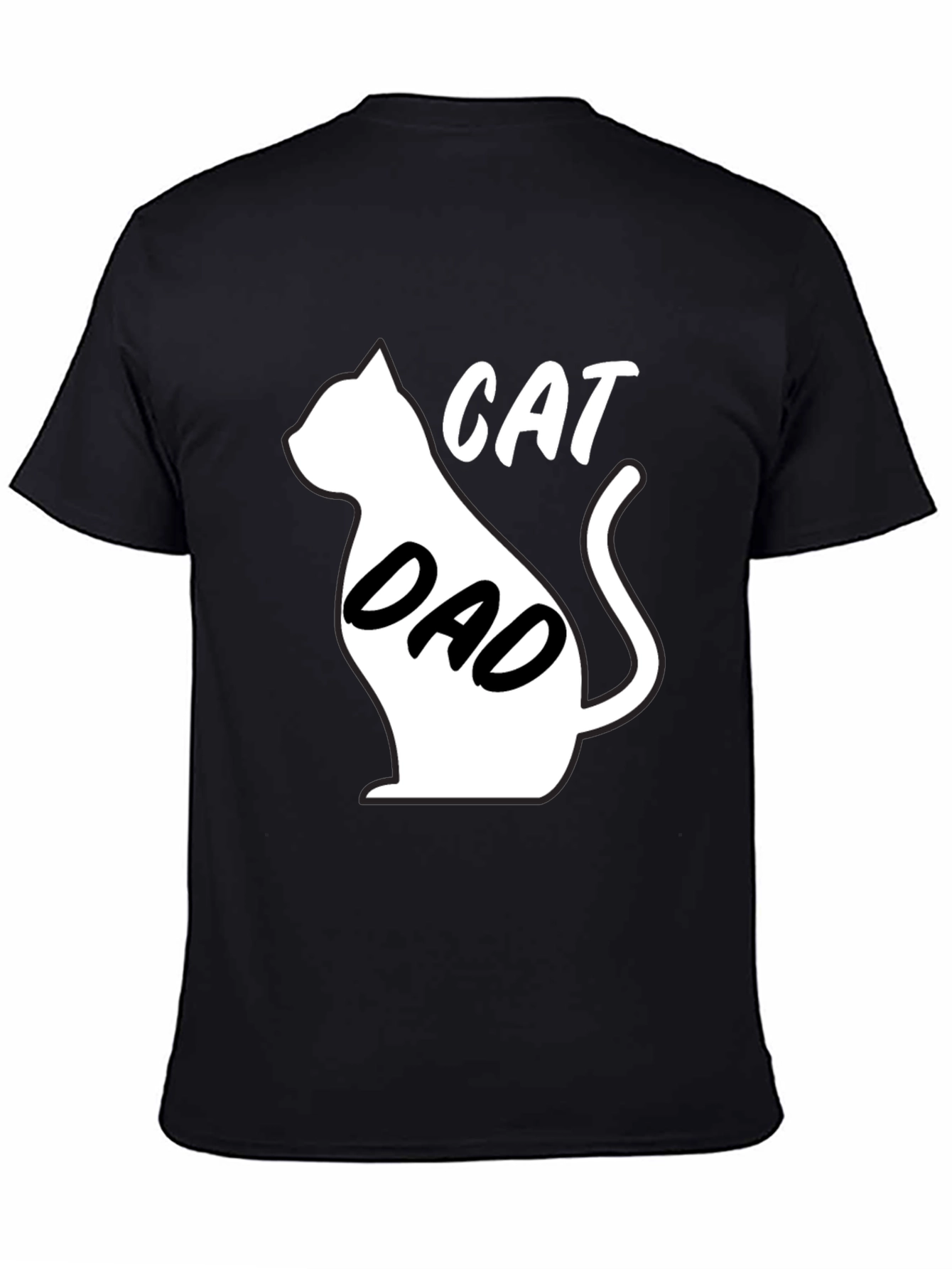 Cat Dad Black Graphic T-Shirt