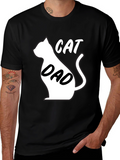 Cat Dad Black Graphic T-Shirt