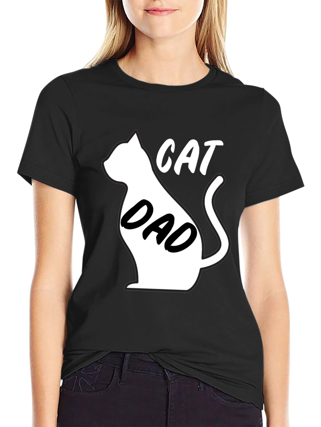 Cat Dad Black Graphic T-Shirt