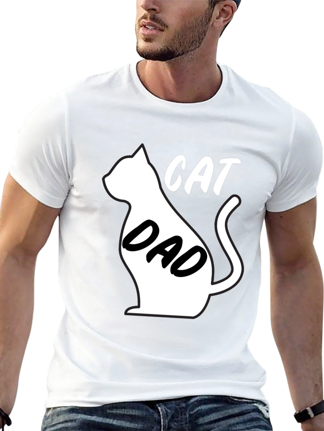 Cat Dad Black Graphic T-Shirt