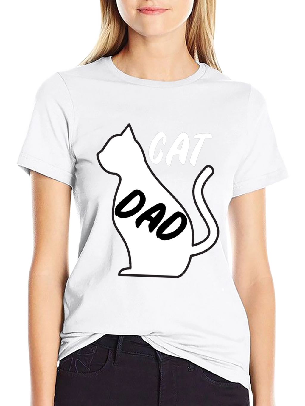 Cat Dad Black Graphic T-Shirt