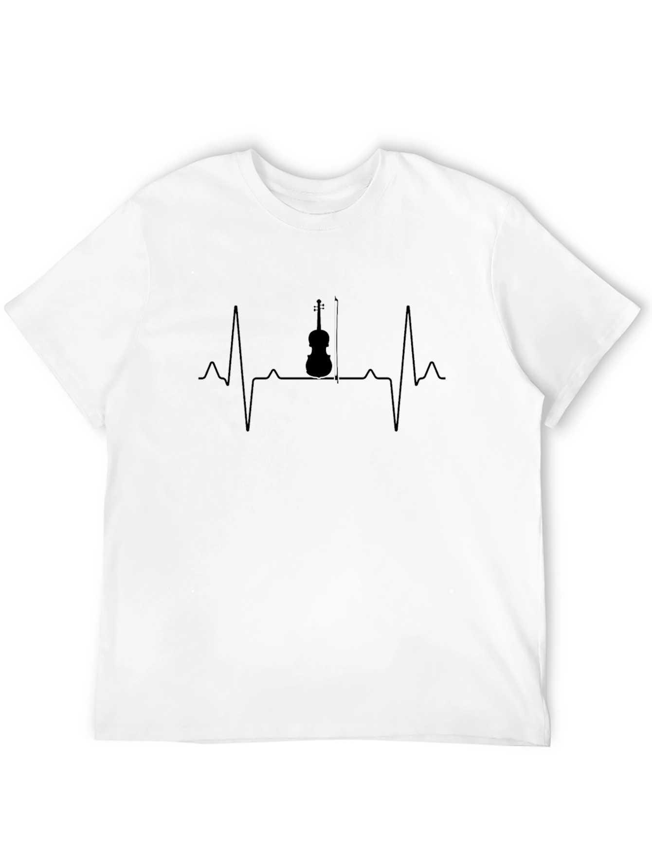 Violin Heartbeat Graphic Tee - Black Casual T-Shirt