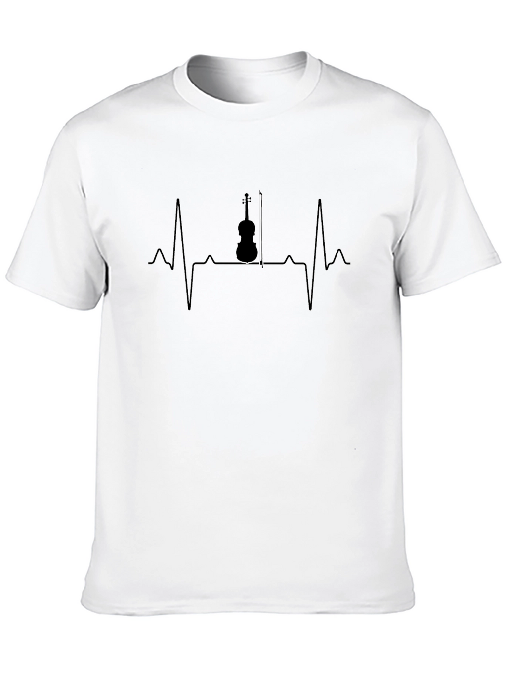 Violin Heartbeat Graphic Tee - Black Casual T-Shirt