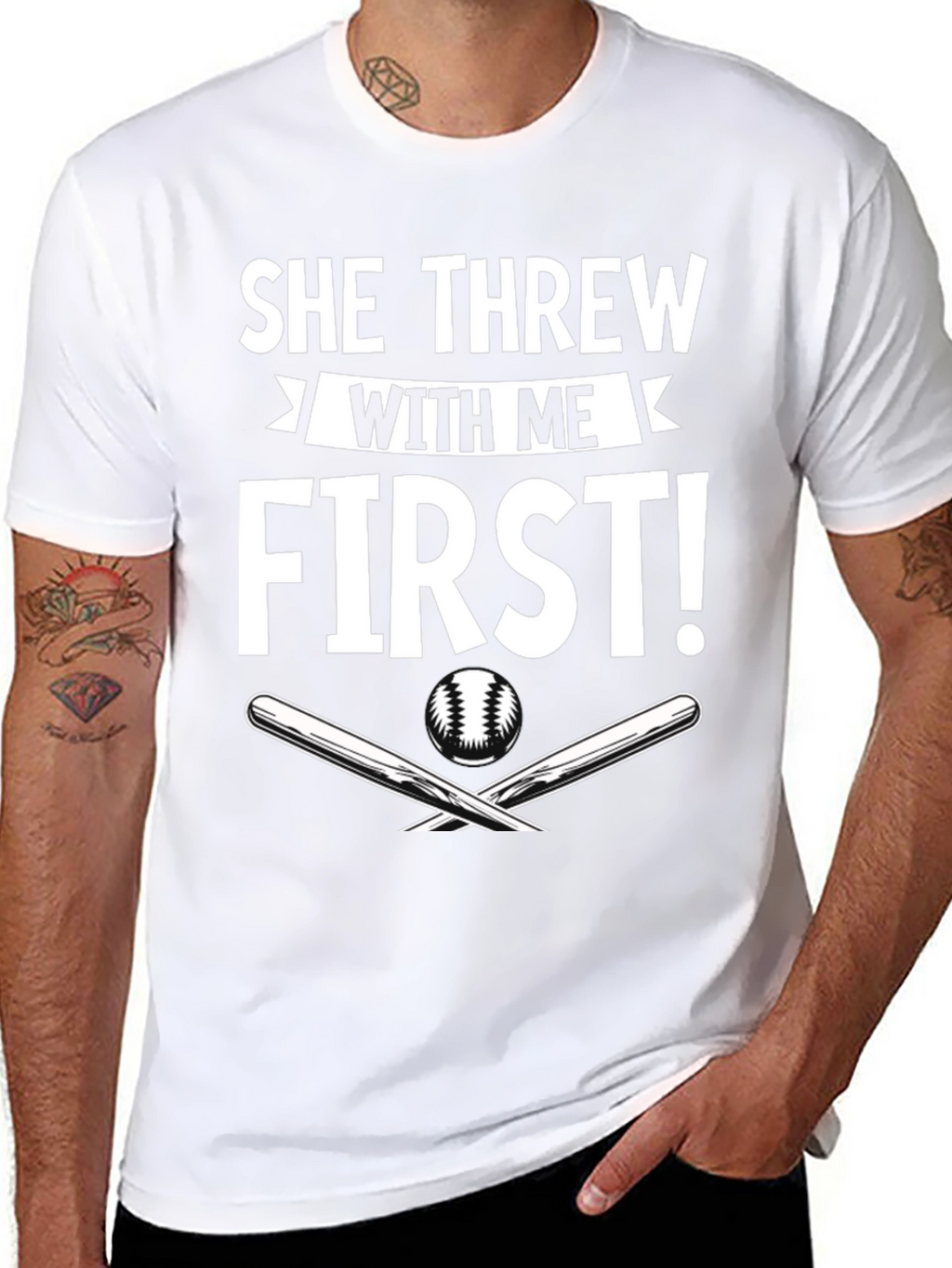 She Threw With Me First Baseball T-Shirt