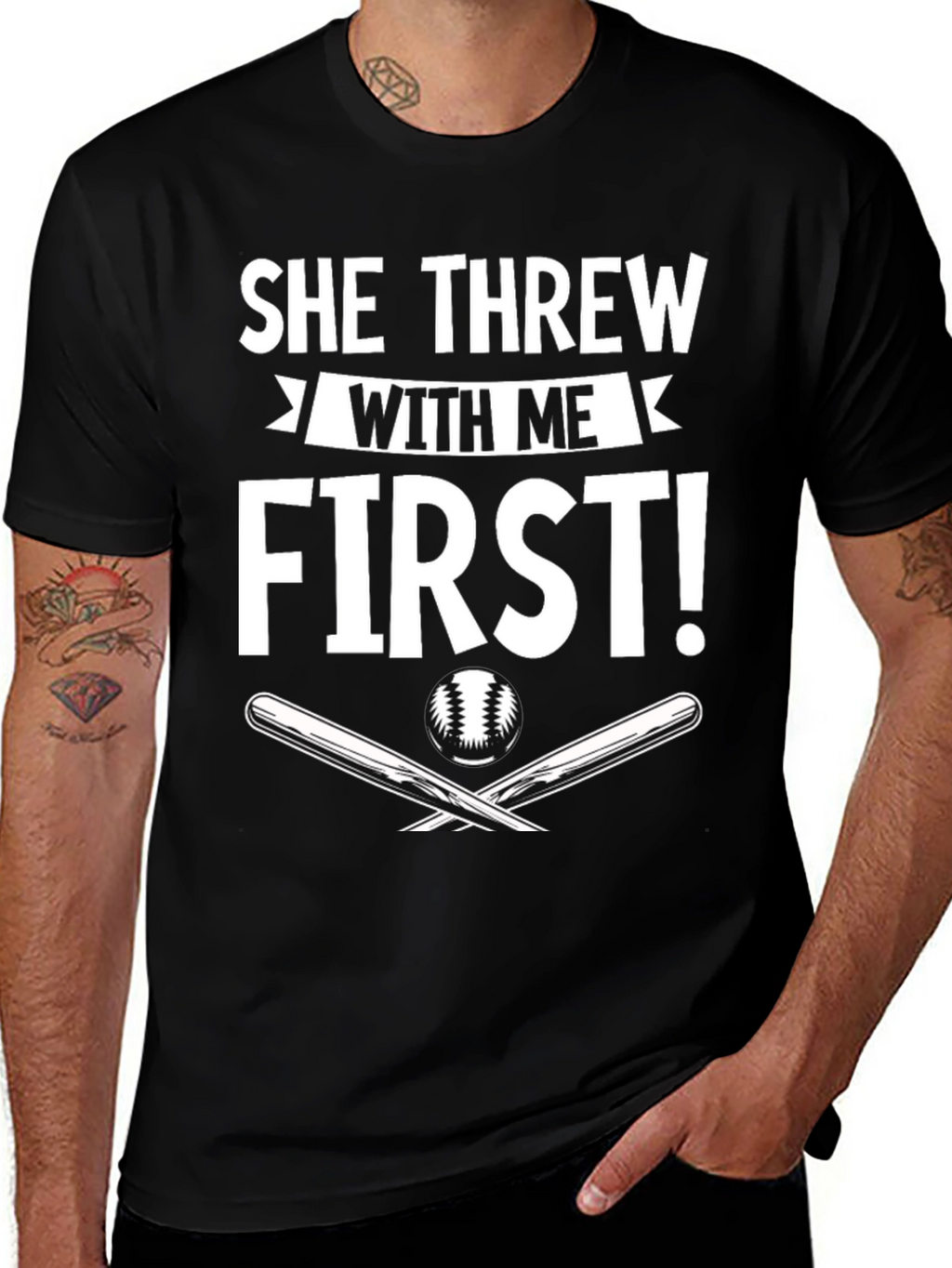 She Threw With Me First Baseball T-Shirt