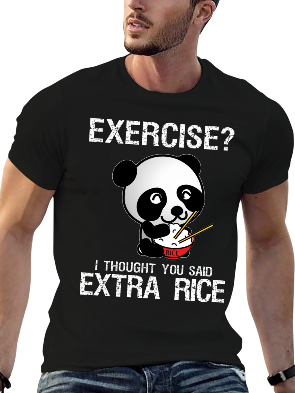 Exercise? Extra Rice Funny Panda T-Shirt