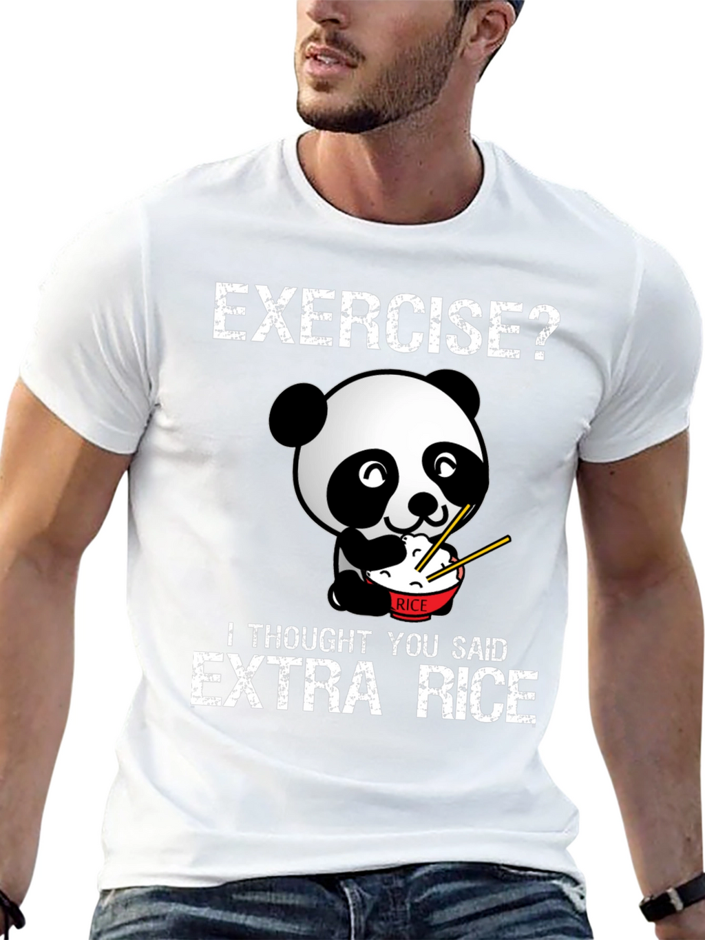 Exercise? Extra Rice Funny Panda T-Shirt