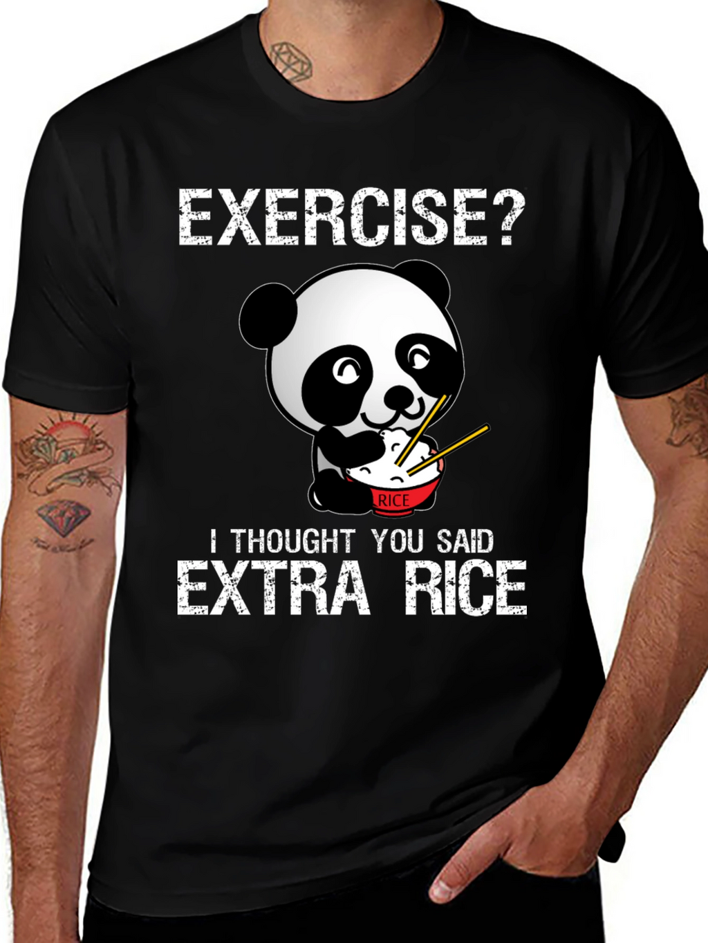 Exercise? Extra Rice Funny Panda T-Shirt