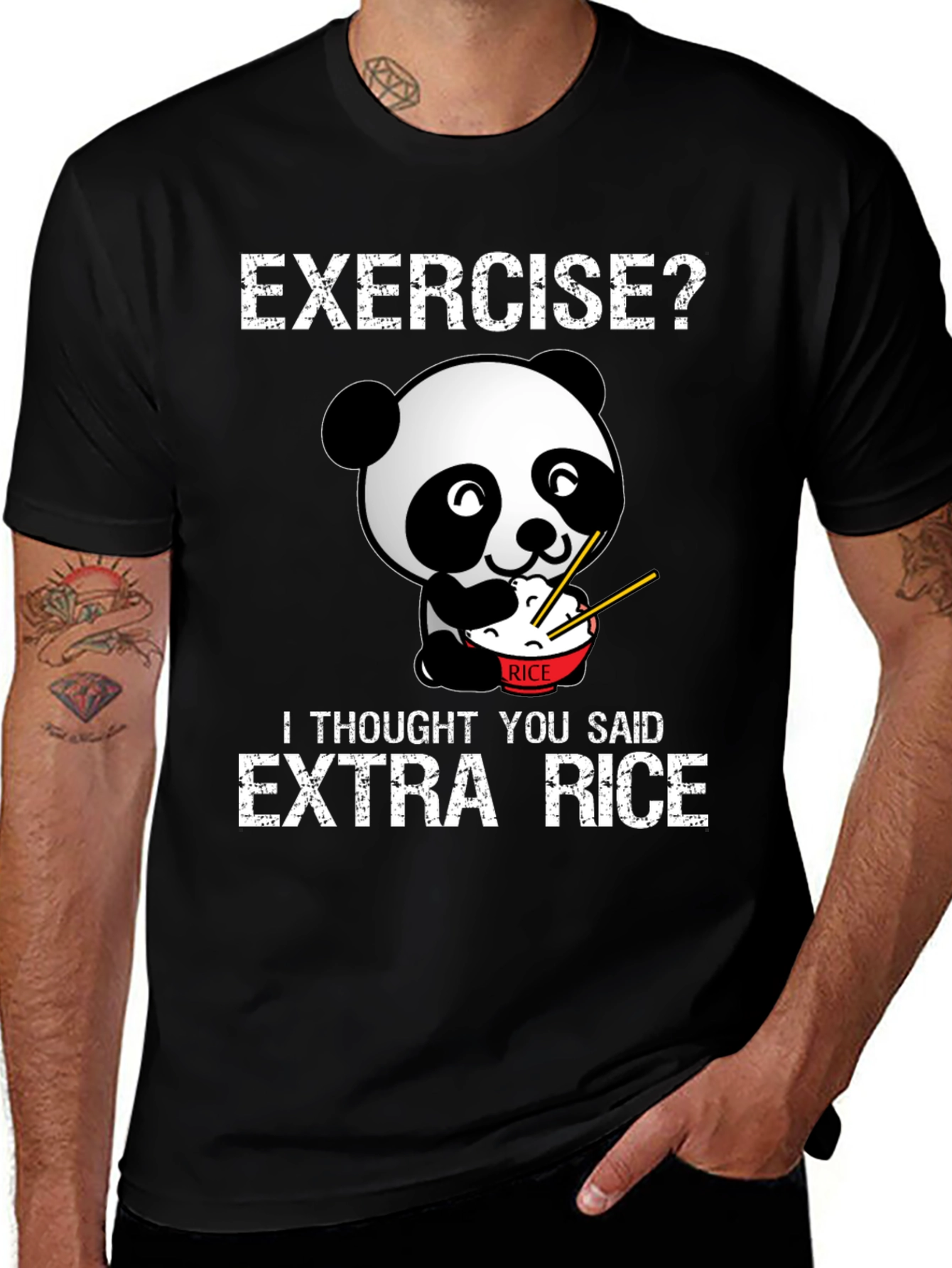 Exercise? Extra Rice Funny Panda T-Shirt