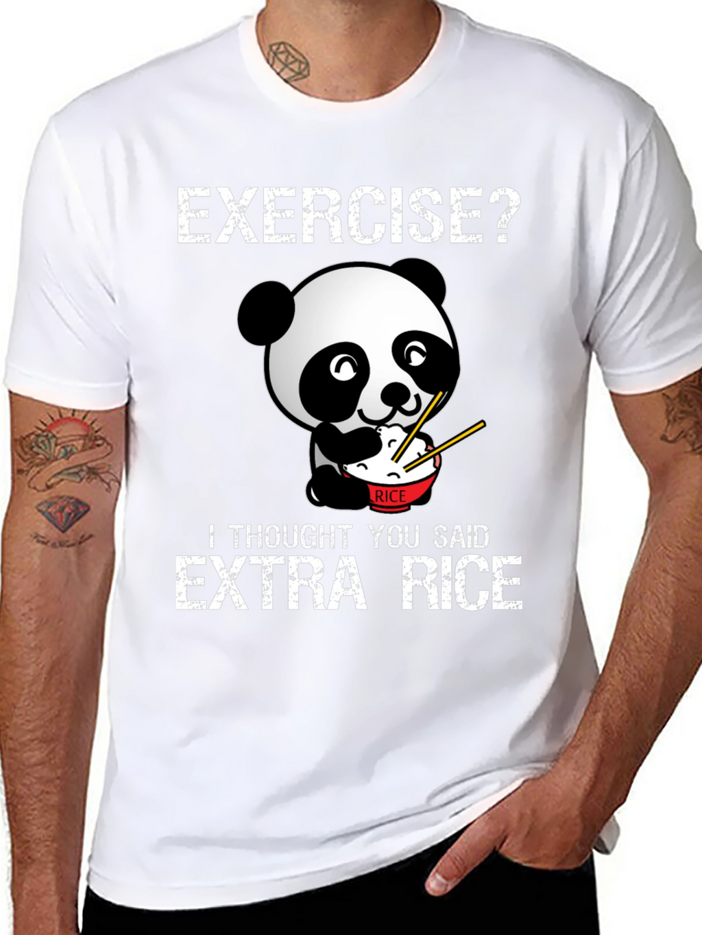 Exercise? Extra Rice Funny Panda T-Shirt