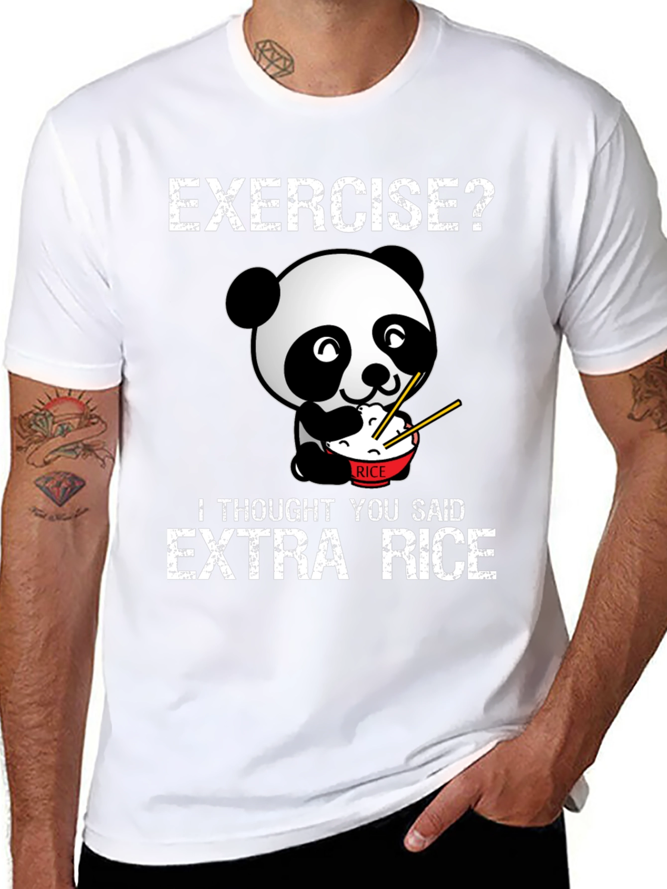 Exercise? Extra Rice Funny Panda T-Shirt