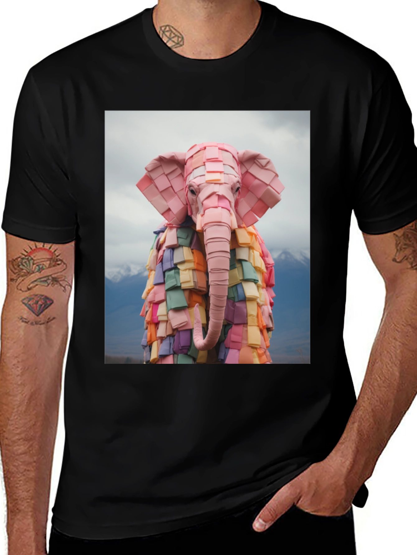 Origami Elephant Graphic T-Shirt