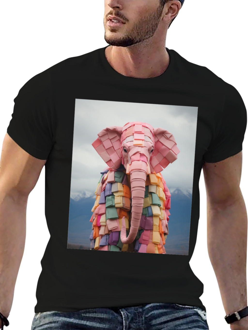 Origami Elephant Graphic T-Shirt