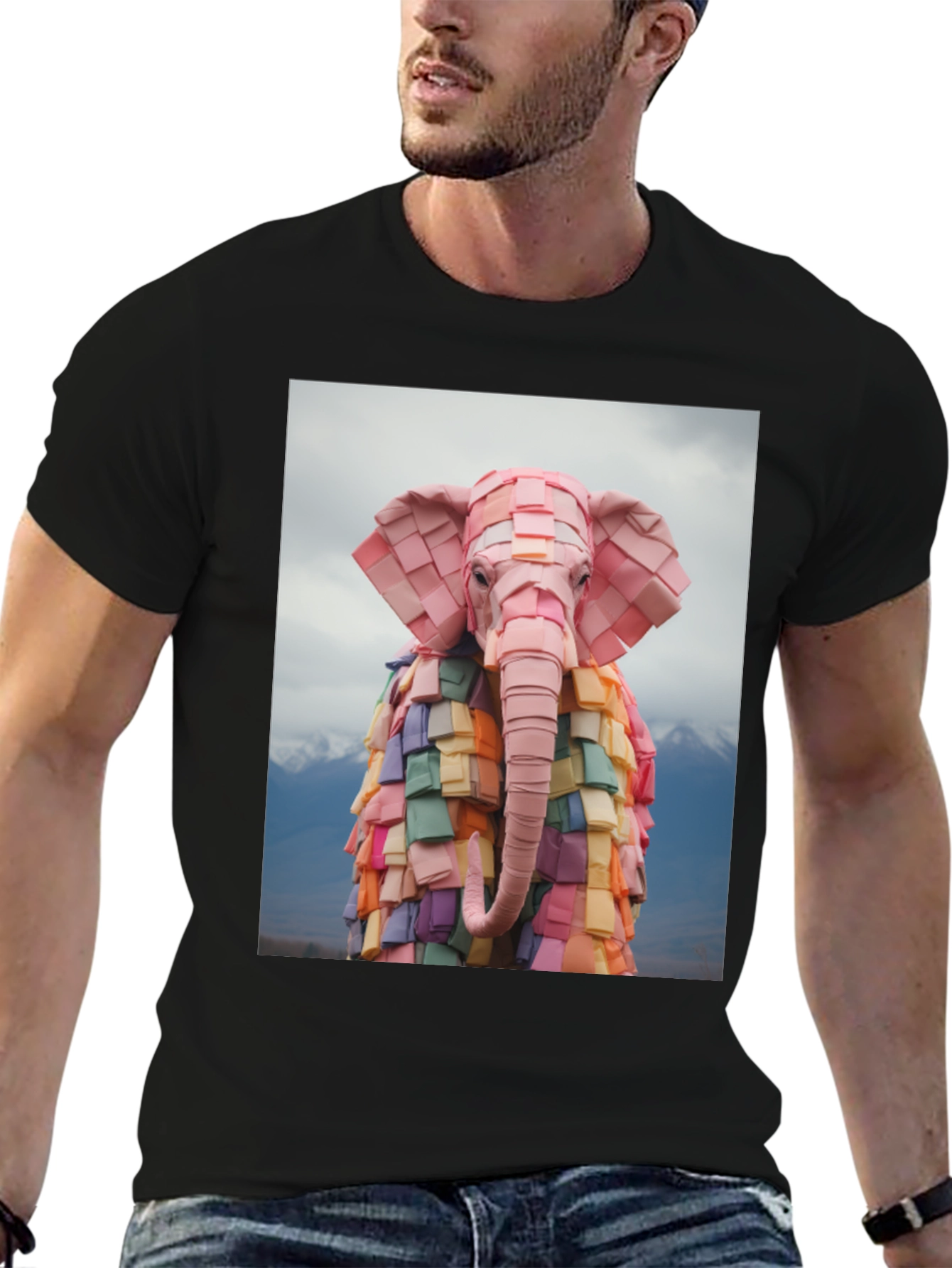 Origami Elephant Graphic T-Shirt