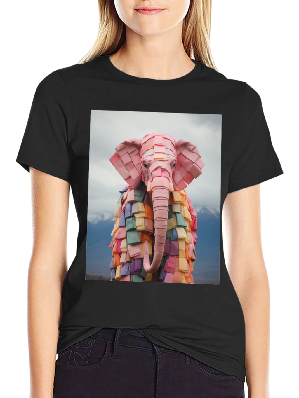 Origami Elephant Graphic T-Shirt