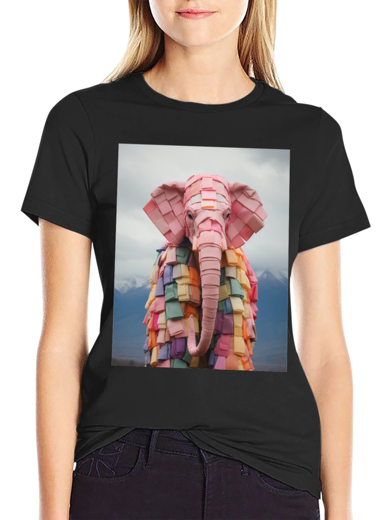 Origami Elephant Graphic T-Shirt