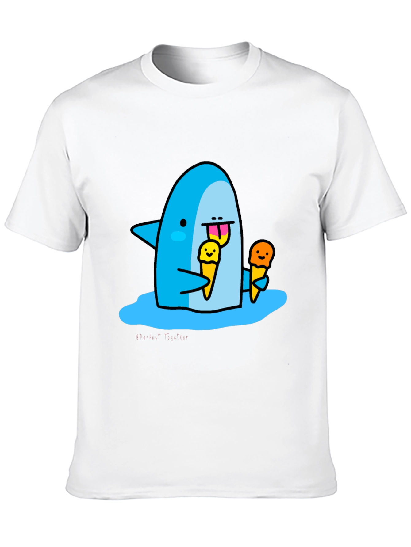 Shark Eating Ice Cream Graphic T-Shirt