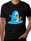 Shark Eating Ice Cream Graphic T-Shirt