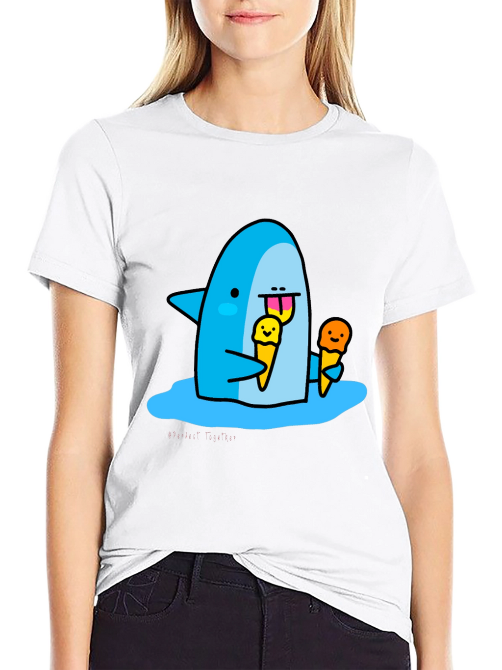 Shark Eating Ice Cream Graphic T-Shirt