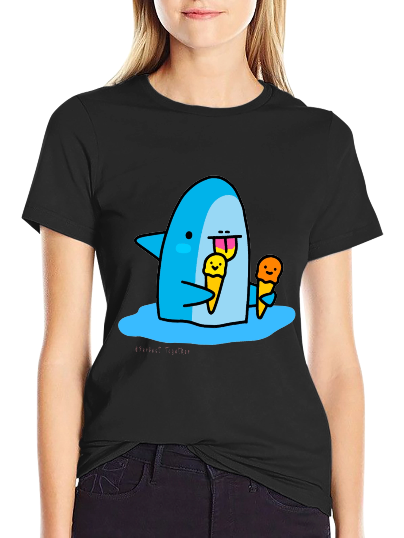 Shark Eating Ice Cream Graphic T-Shirt