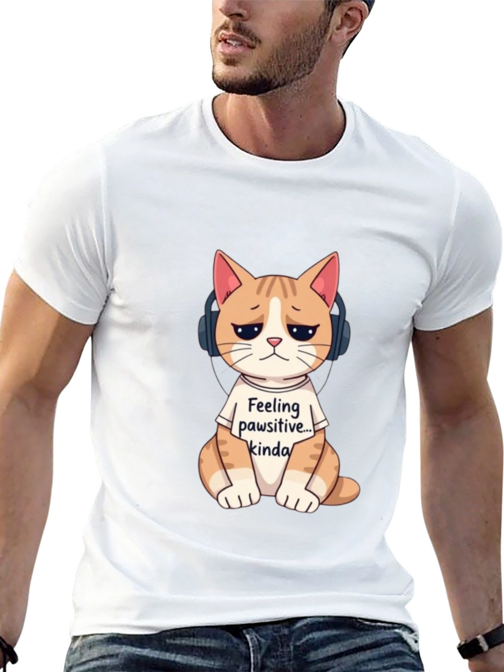 Feeling Pawsitive Cat T-Shirt - Unisex Black Tee