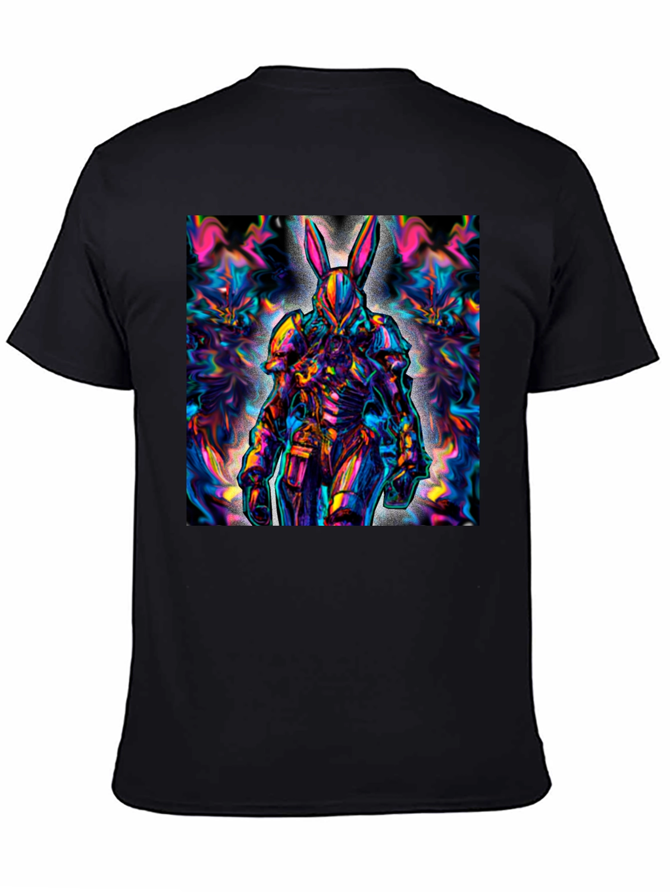 Psychedelic Rabbit Warrior Black T-Shirt