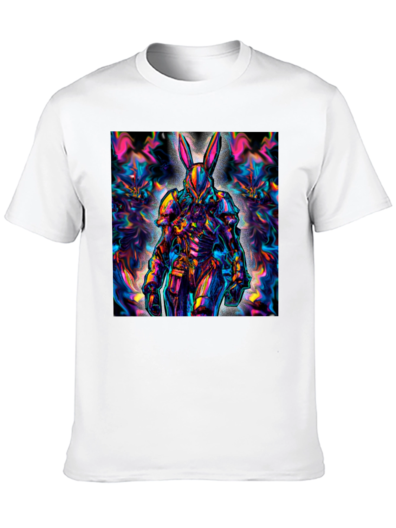 Psychedelic Rabbit Warrior Black T-Shirt