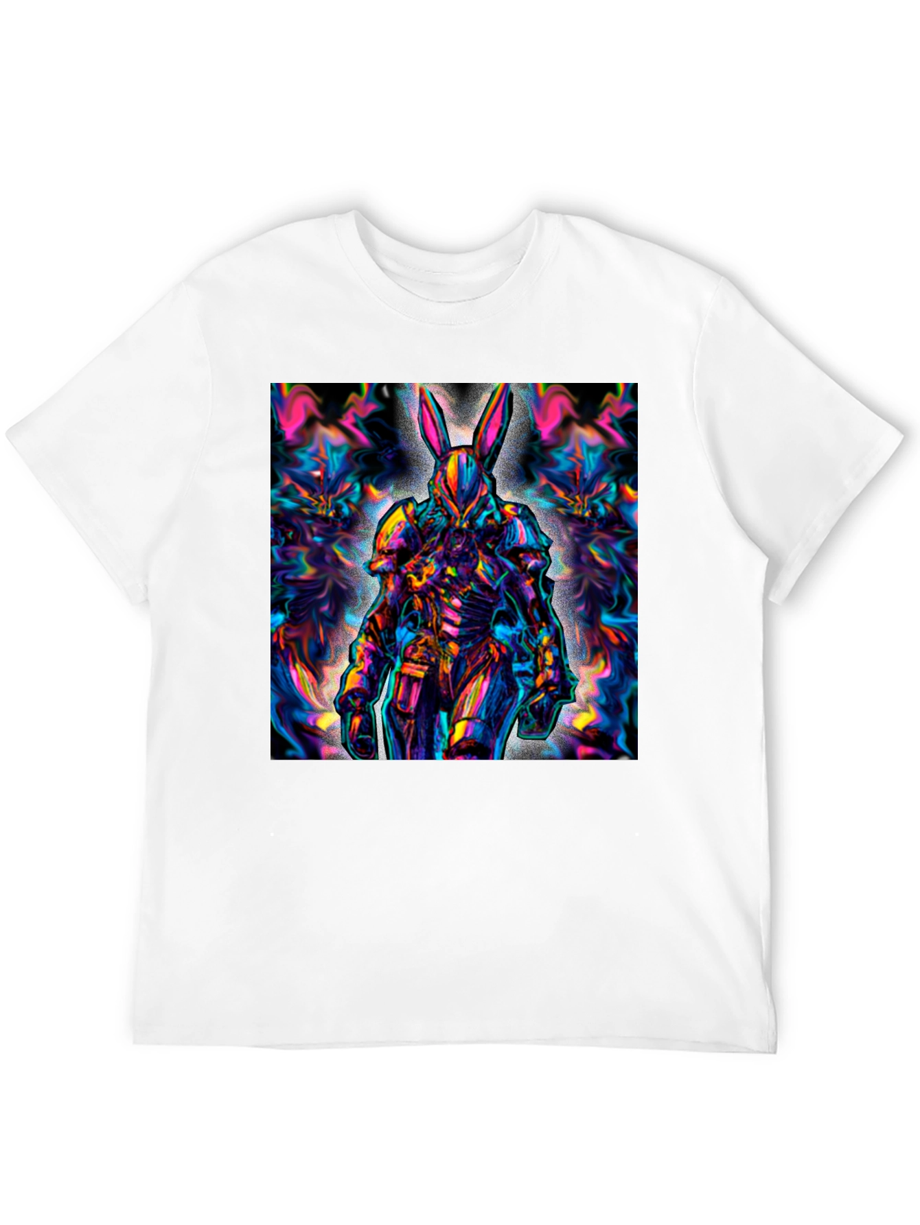 Psychedelic Rabbit Warrior Black T-Shirt