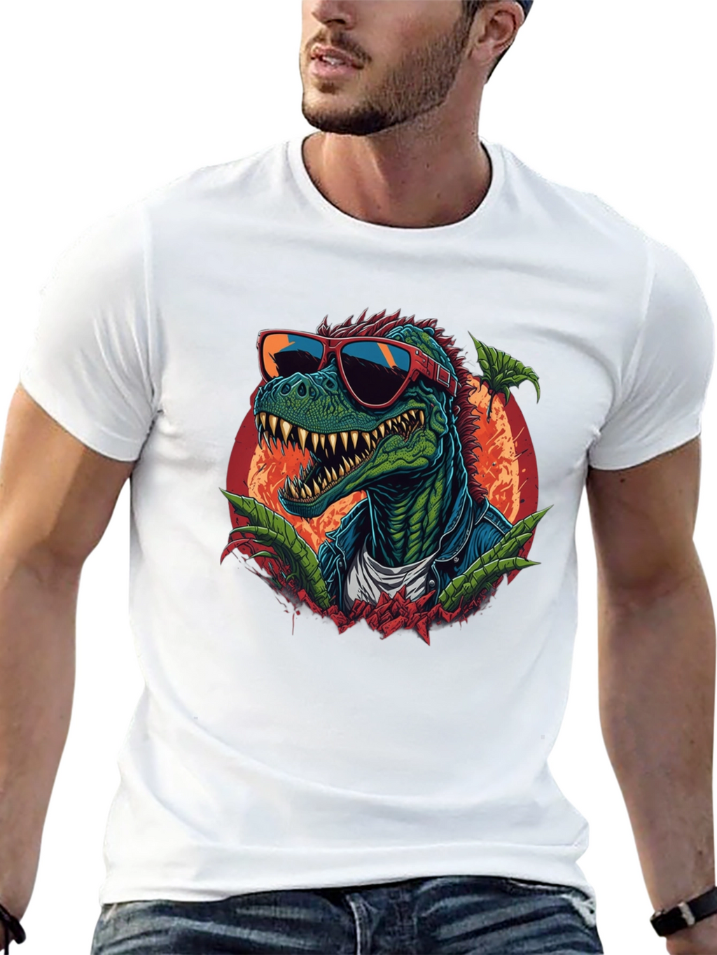Cool Dinosaur Graphic T-Shirt - Black