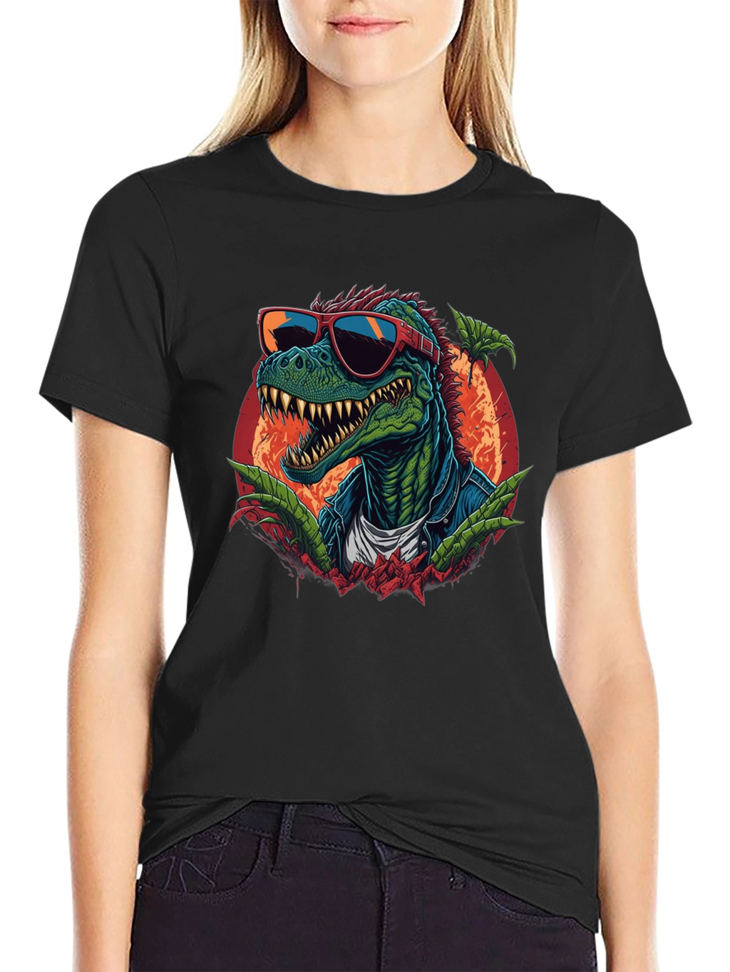 Cool Dinosaur Graphic T-Shirt - Black