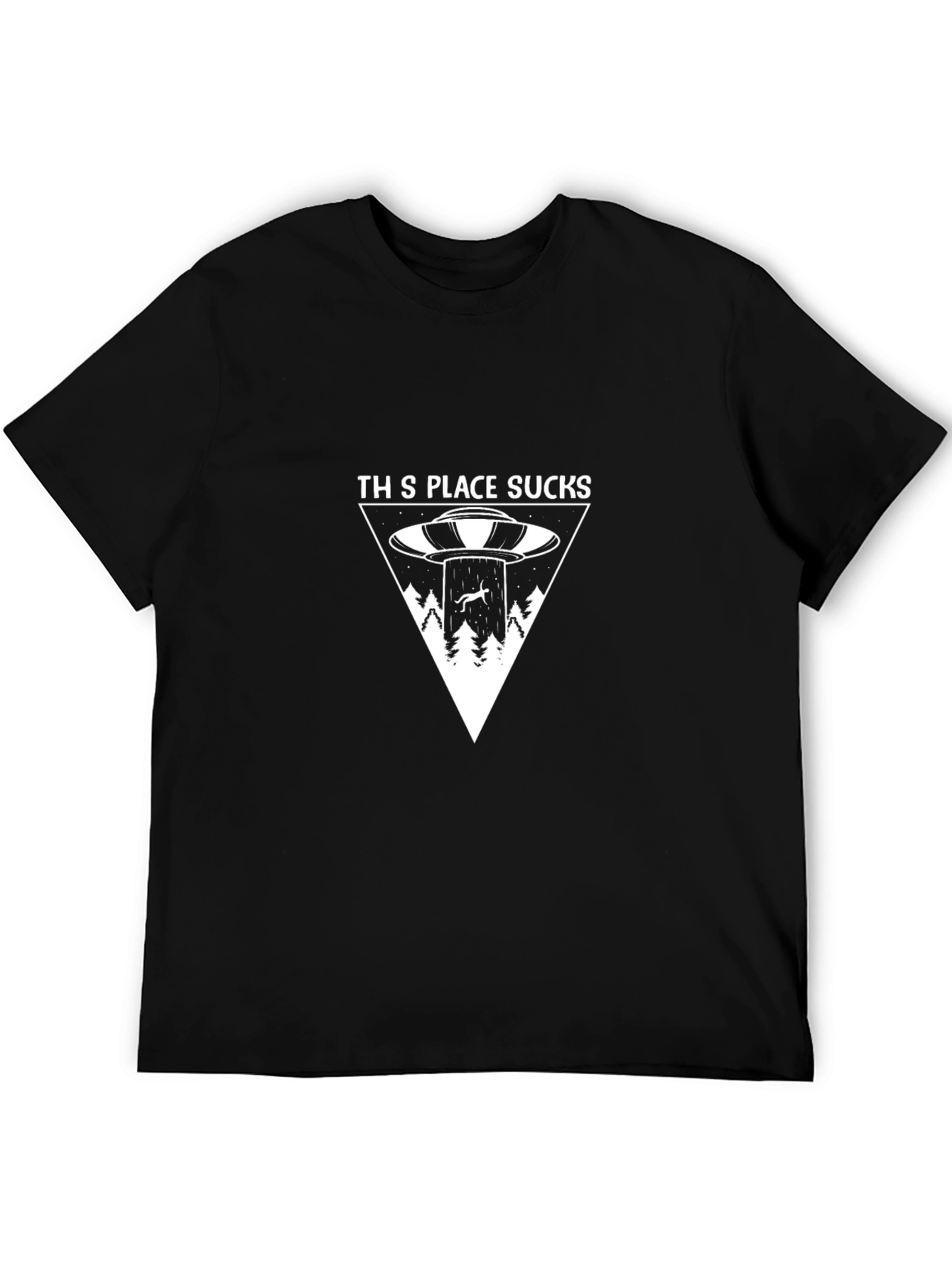 This Place Sucks Alien Abduction Black T-Shirt