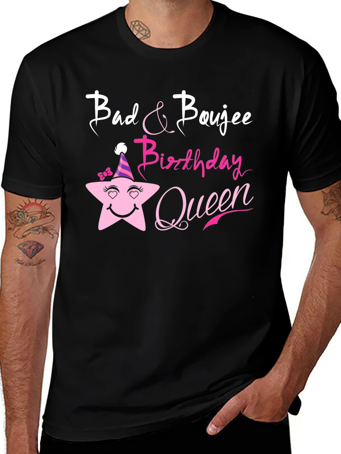 Bad & Boujee Birthday Queen Black T-Shirt