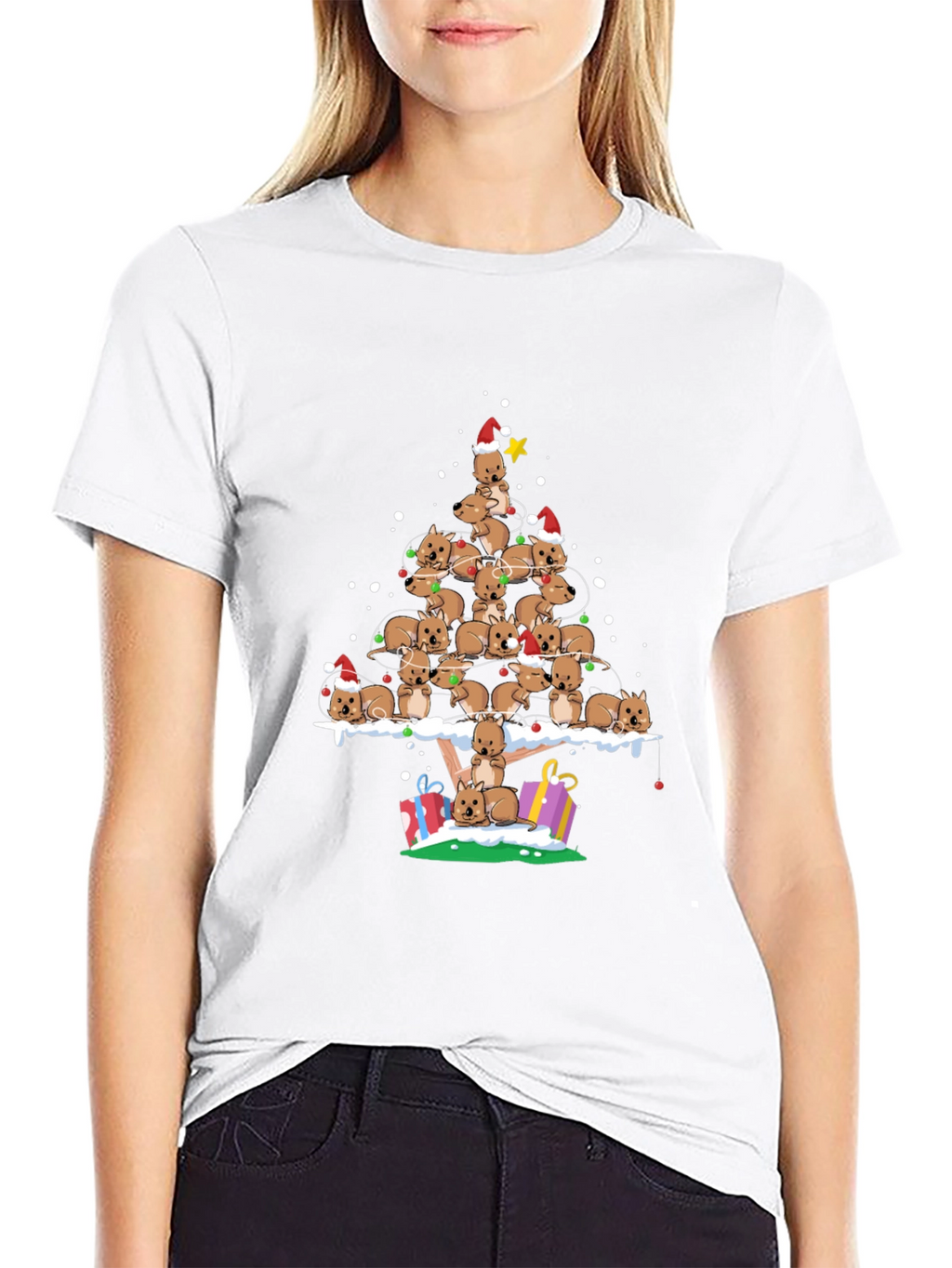 Wombat Christmas Tree T-Shirt - Festive Holiday Apparel