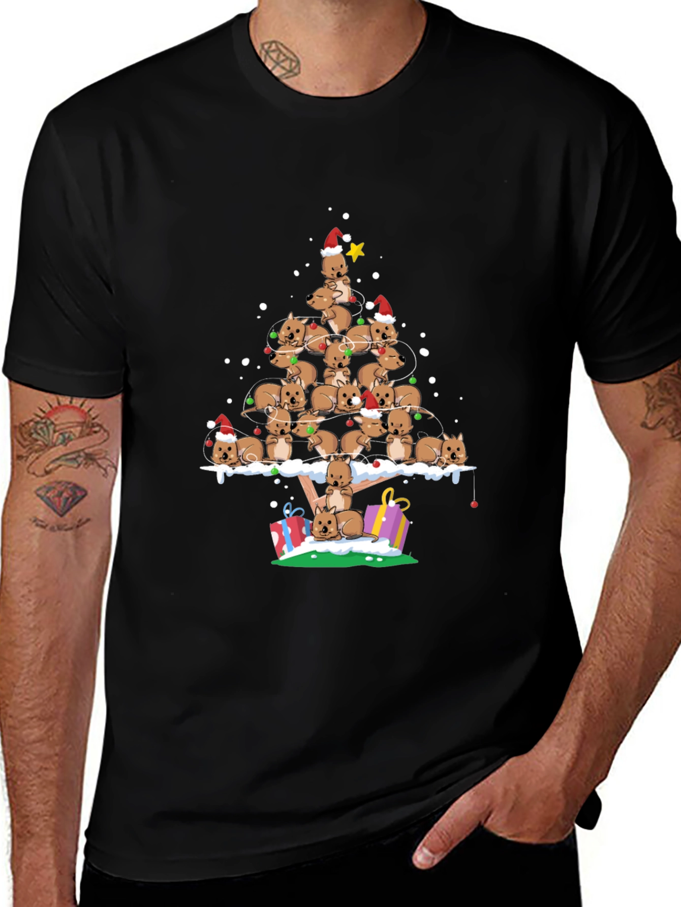 Wombat Christmas Tree T-Shirt - Festive Holiday Apparel