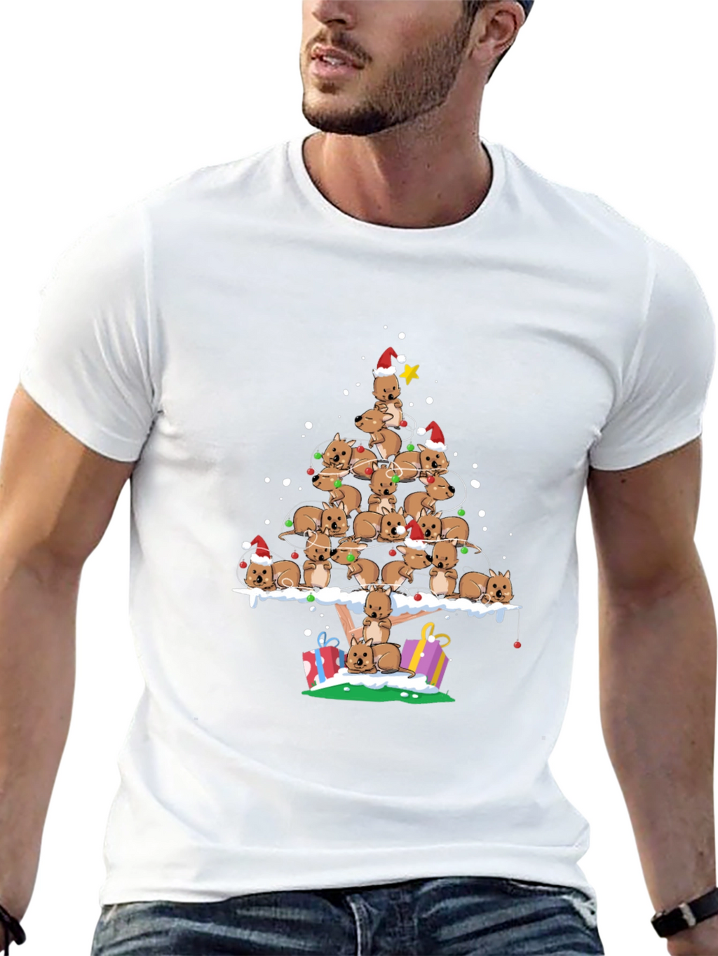 Wombat Christmas Tree T-Shirt - Festive Holiday Apparel