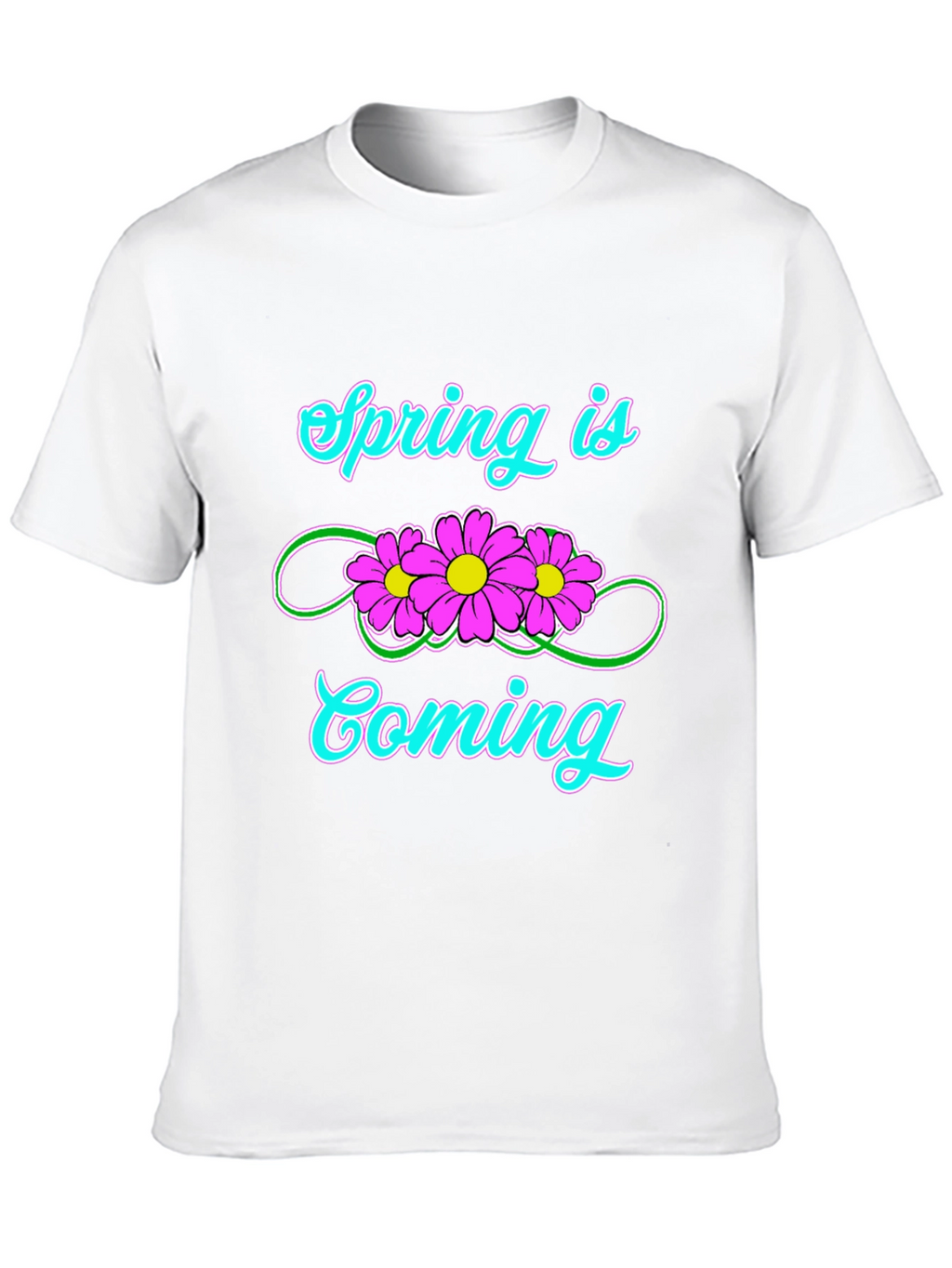 Spring Is Coming T-Shirt Black Flower Graphic Tee