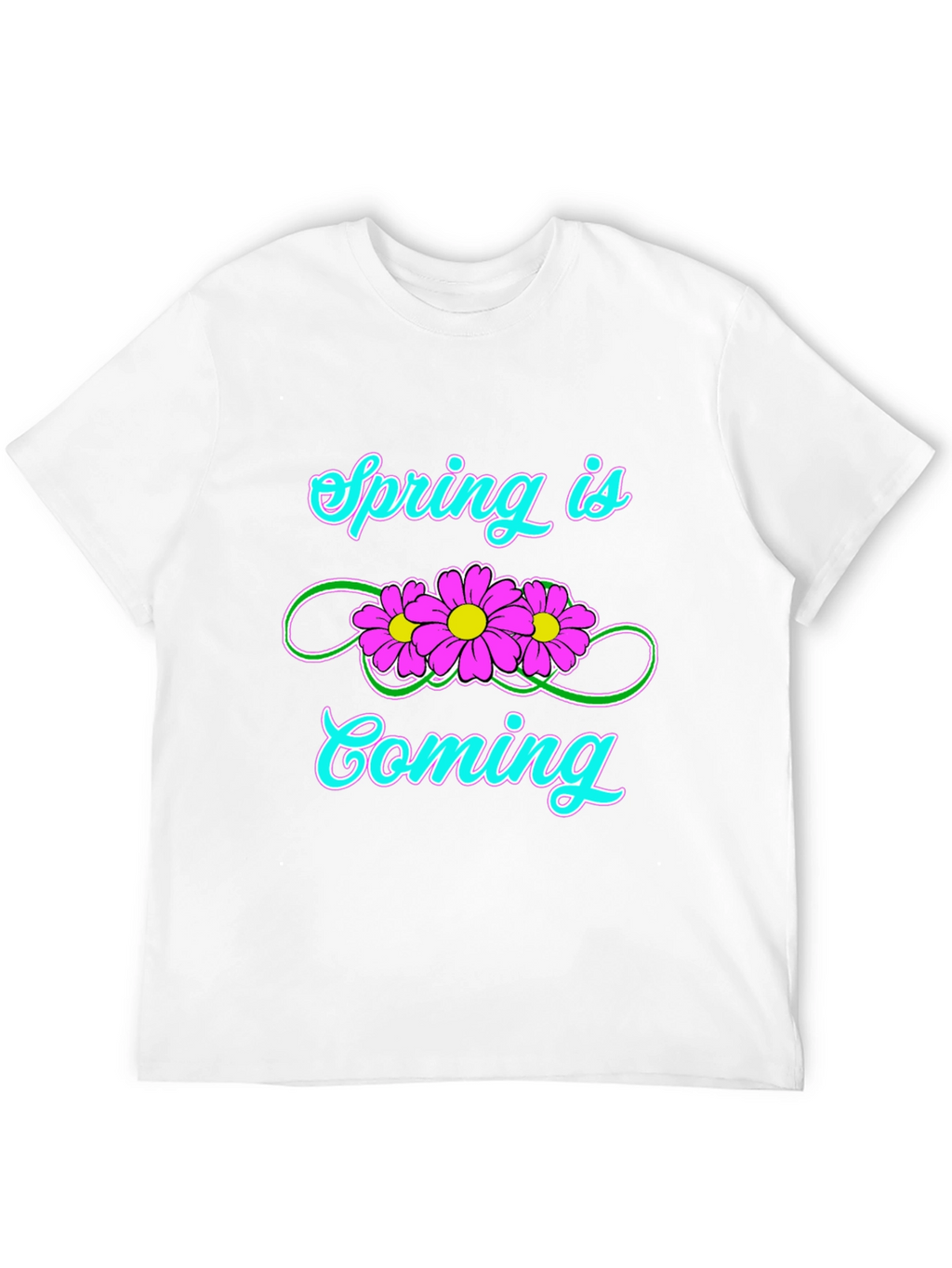 Spring Is Coming T-Shirt Black Flower Graphic Tee