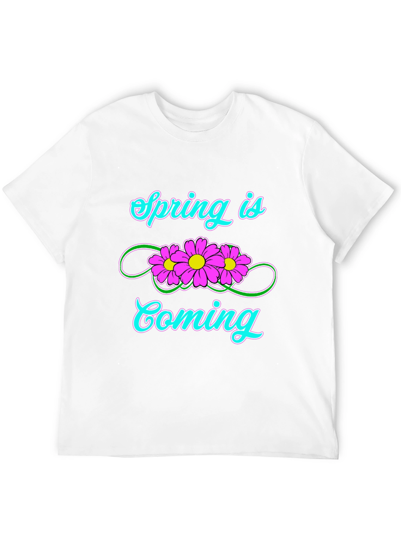 Spring Is Coming T-Shirt Black Flower Graphic Tee