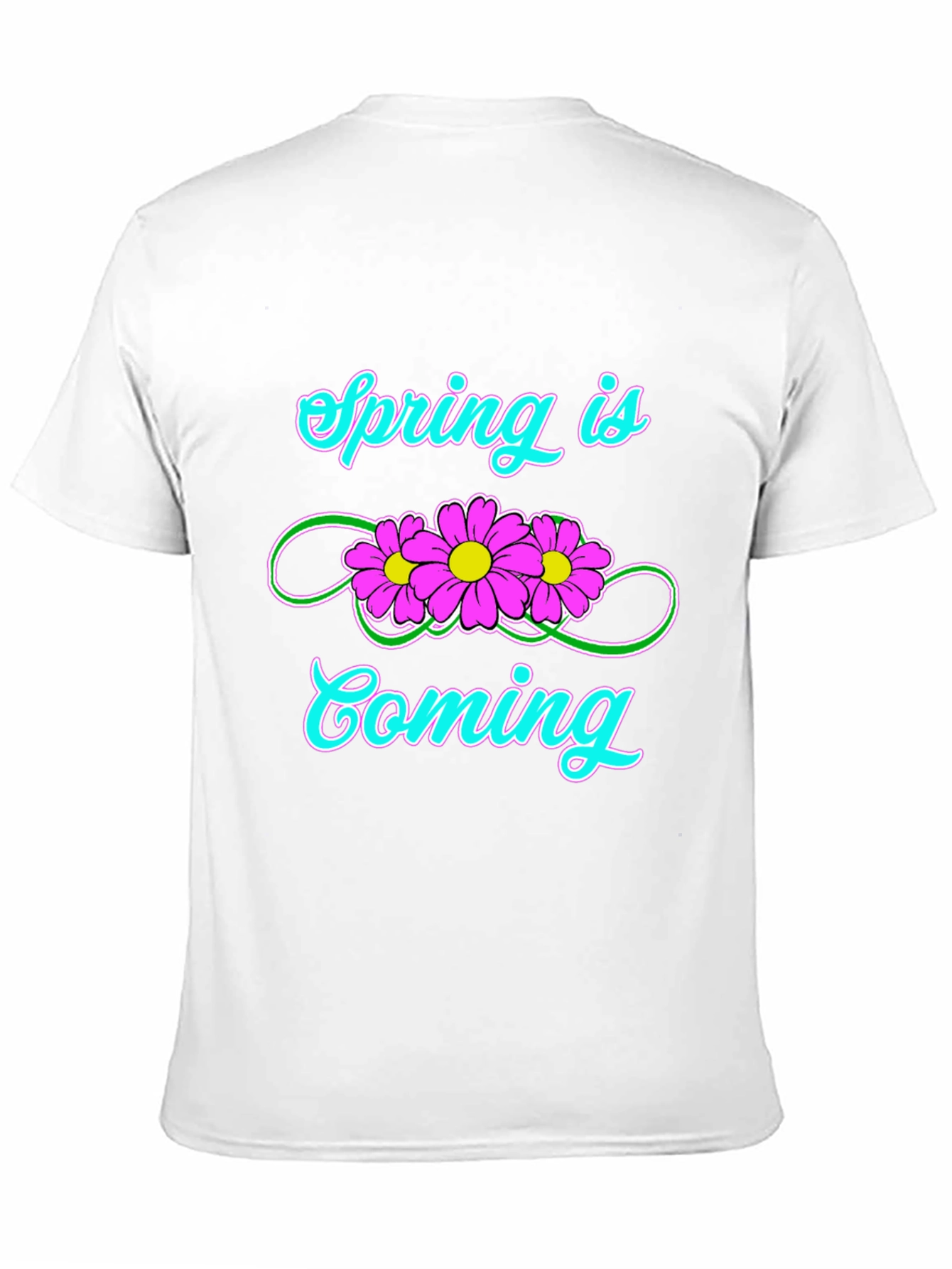 Spring Is Coming T-Shirt Black Flower Graphic Tee