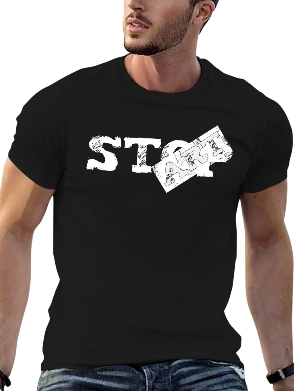 Stop Art T-Shirt - Distressed Graphic Tee