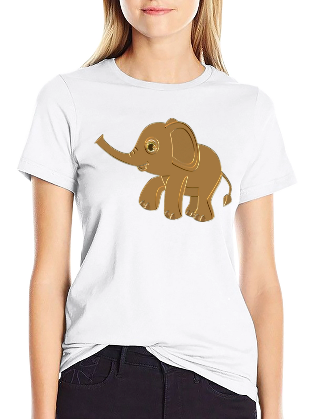 Cute Elephant Graphic Tee - Black